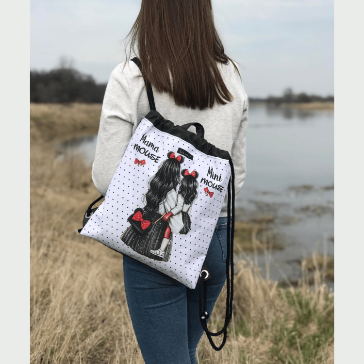 Workoplecak mama i córka, worek mama i dziecko, Minnie