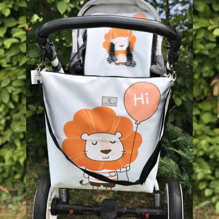 Torebka torba do wózka i na ramię lew z balonikiem
