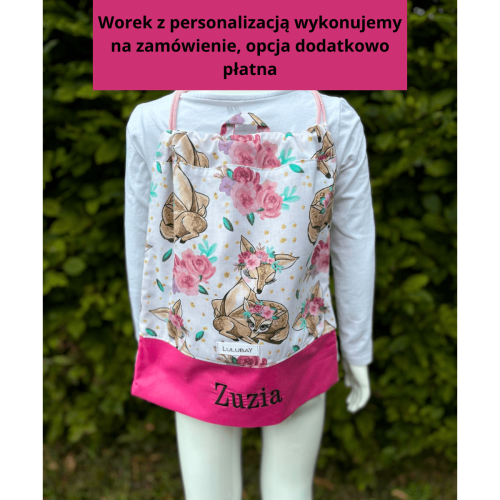 Bawełniany worek do żłobka, przedszkola, szkoły, na ubrania, na co dzień, dziewczynki