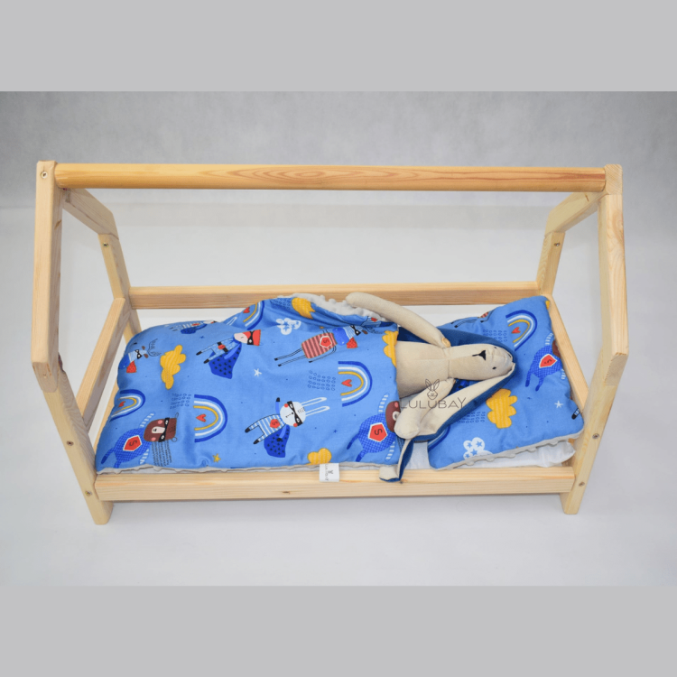 Pościel dla lalek, pościel do wózka, łóżeczka dla lalki, kołderka z poduszką superbohaterowie