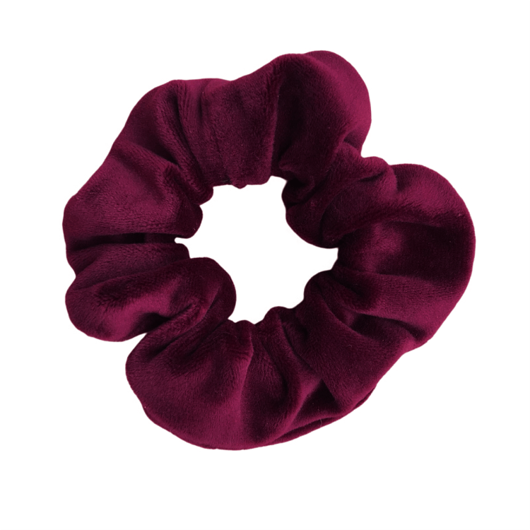 Welurowa gumka do włosów, scrunchie bordowa