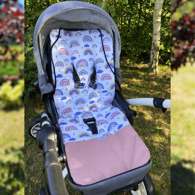 Uniwersalna wkładka do wózka, wkładka do spacerówki tęcze