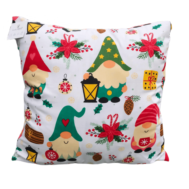 Poszewka bawełniana na poduszkę świąteczna w skrzaty, gnomy