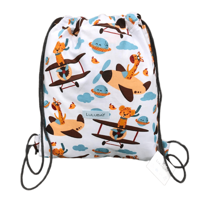 Bawełniany worek do żłobka, przedszkola, szkoły, na ubrania, na co dzień samoloty