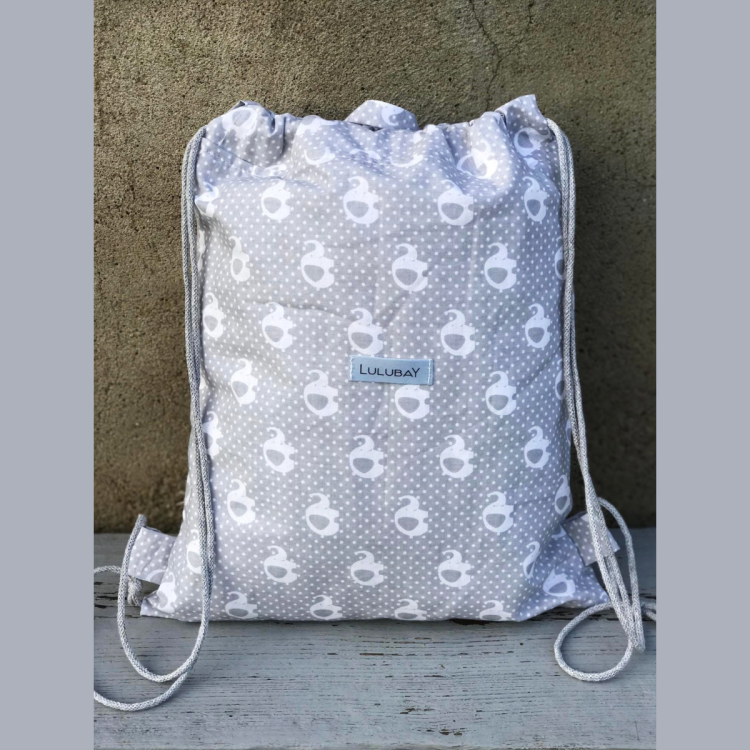 Bawełniany worek do żłobka, przedszkola, szkoły, na ubrania, na co dzień słoniki