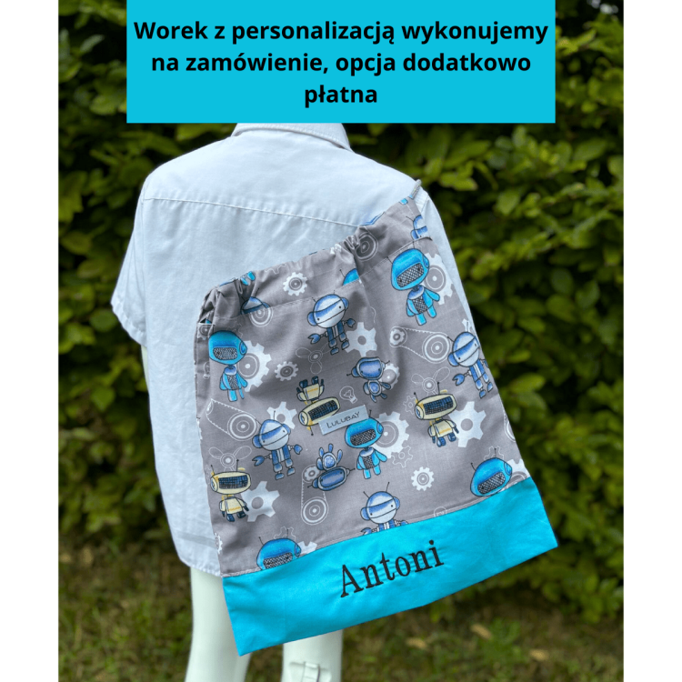 Bawełniany worek do żłobka, przedszkola, szkoły, na ubrania, na co dzień słoniki