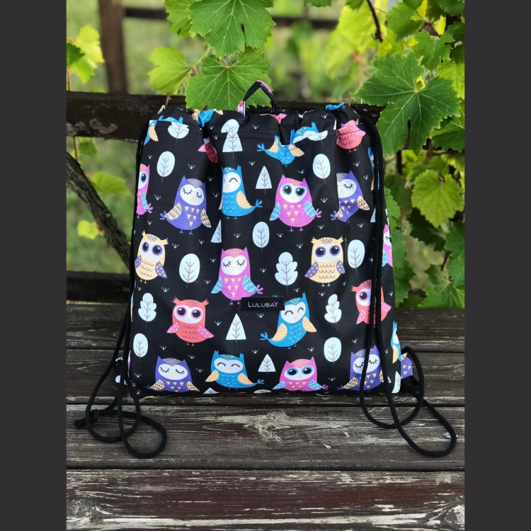 Bawełniany worek do żłobka, przedszkola, szkoły, na ubrania, na co dzień sowy