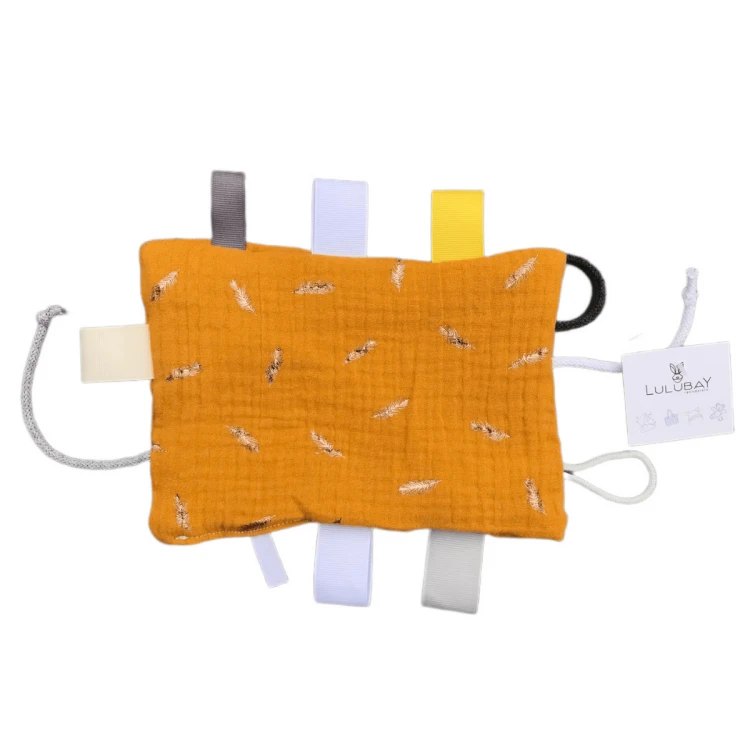 Sensor, szeleścik, zabawka sensoryczna musztardowy muślin