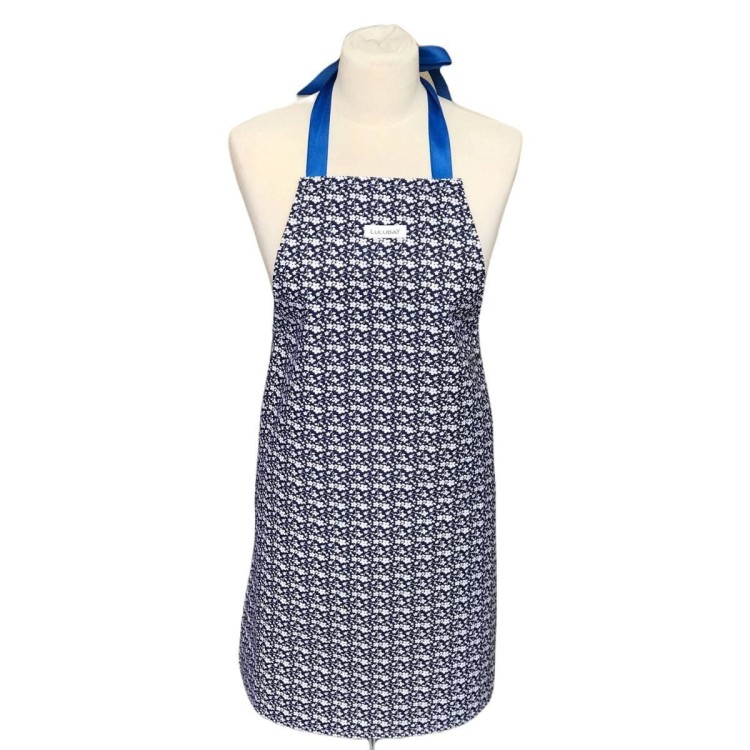 Fartuch kuchenny damski, bawełniany fartuch w kwiatki na granacie