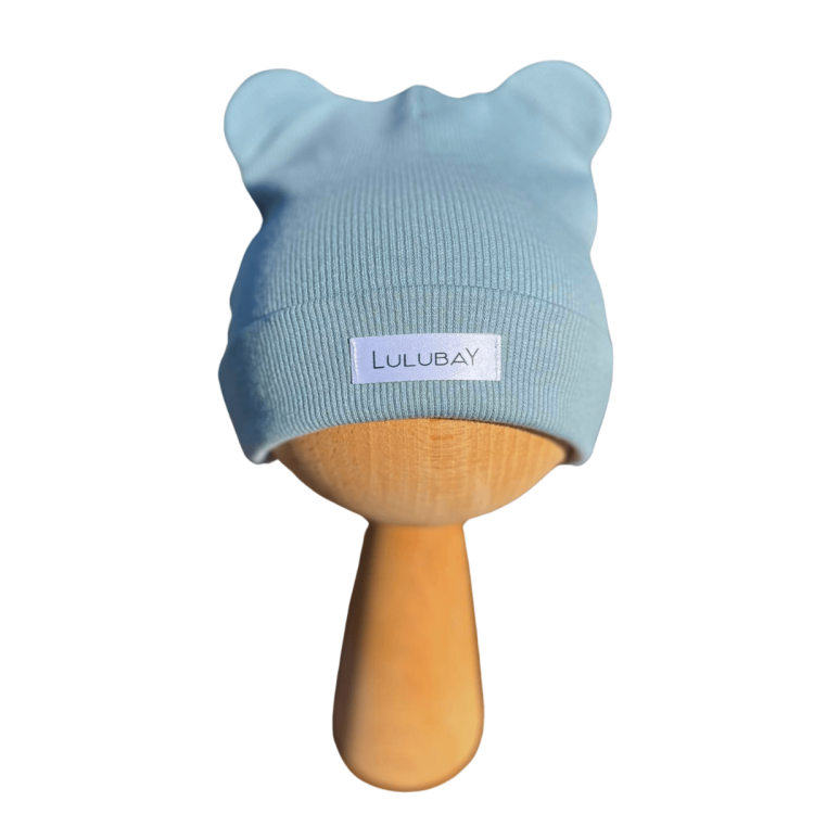 Czapka prążek mineral dwuwarstwowa wywijana z uszami misia dziecięca dla dziewczynki dla chłopca wiosenna jesienna Obwód Głowy 43-48 cm