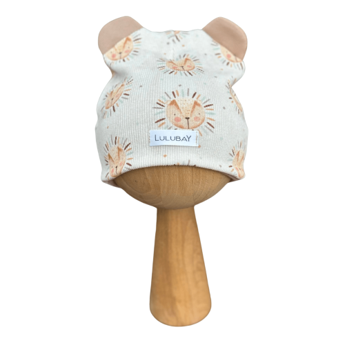 Czapka prążek w lwy dwuwarstwowa z uszami misia dziecięca dla chłopca wiosenna jesienna Obwód Głowy 49-52 cm
