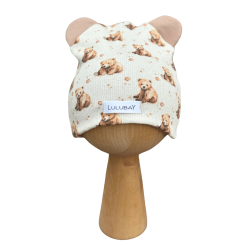 Czapka prążek w misie dwuwarstwowa z uszami misia dziecięca dla chłopca wiosenna jesienna Obwód Głowy 46-50 cm