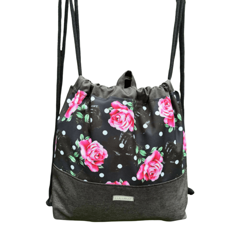 Uniwersalny worek, workoplecak wodoodporny w róże Rozmiar Mały