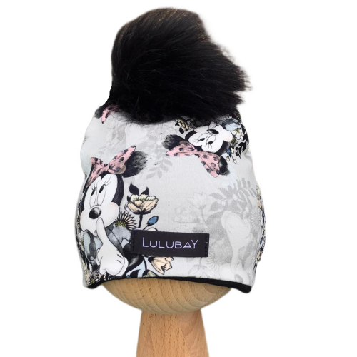 Czapka dresowa Myszka Minnie z pomponem dla wcześniaka dla noworodka dla dziewczynki wiosenna jesienna Obwód Głowy 33-37 cm