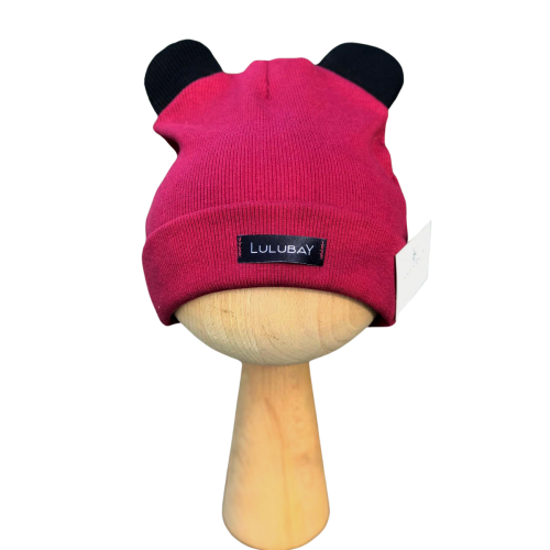 Czapka z uszami, bordowa czapka miś Obwód Głowy 49-53 cm