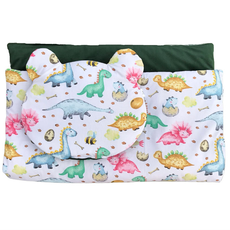 Komplet kołderka z poduszką, pościel z wypełnieniem dinozaury Rozmiar 60/75 cm