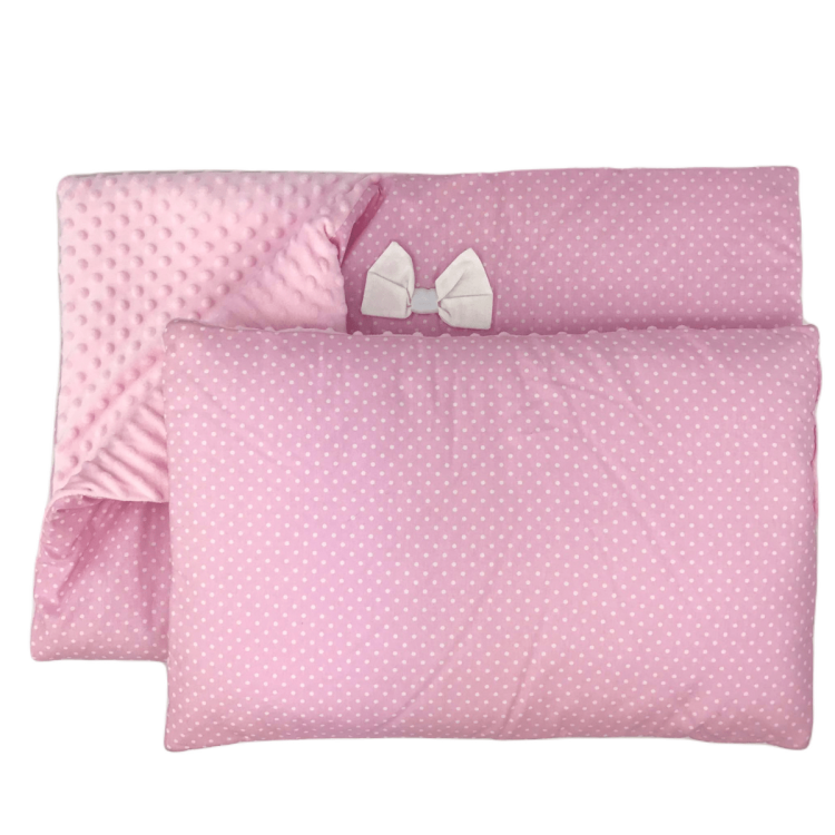 Komplet kołderka z poduszką w kropeczki Rozmiar 75/100 cm