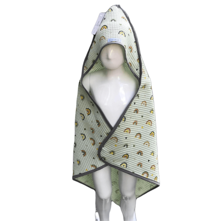 Ręcznik z kapturem w tęcze, mięta Rozmiar 75/75 cm