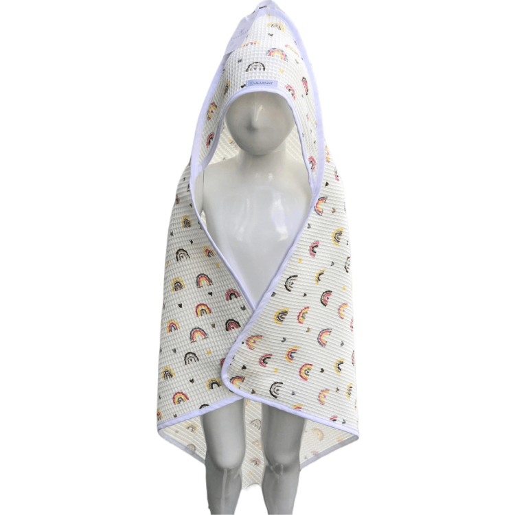 Ręcznik z kapturem w tęcze krem Rozmiar 75/75 cm