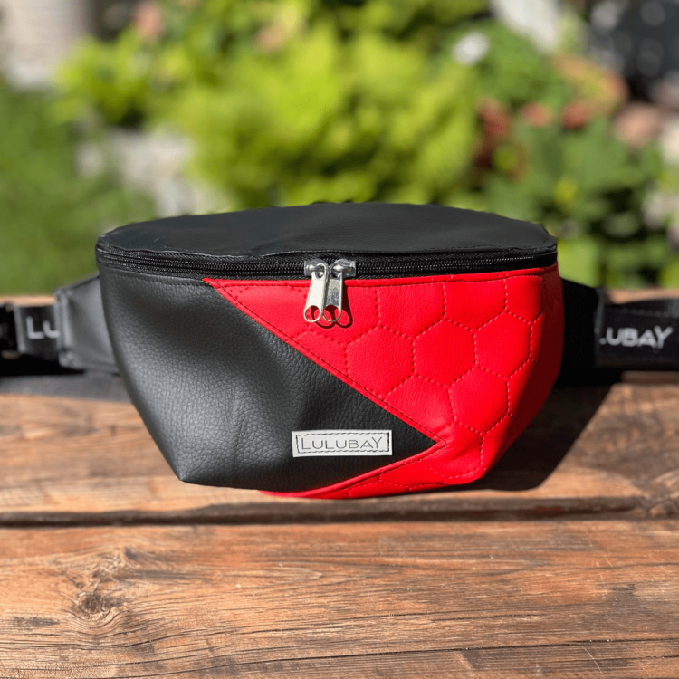 Czarno-czerwona nerka z eko skóry, nekra xl