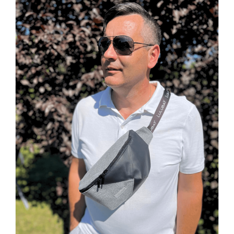 Szaro-czarna nerka xl, saszetka