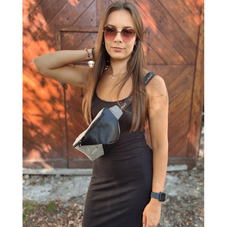 Szaro-czarna nerka xl, saszetka