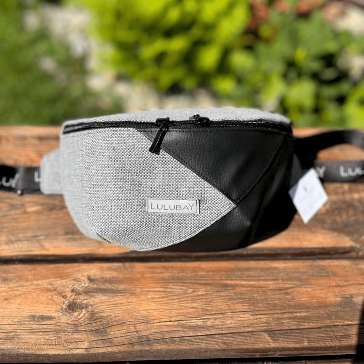 Szaro-czarna nerka xl, saszetka