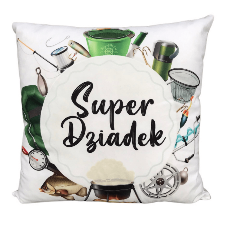 Poduszka dla Dziadka, prezent, Dzień Dziadka, Super Dziadek, wędkarz
