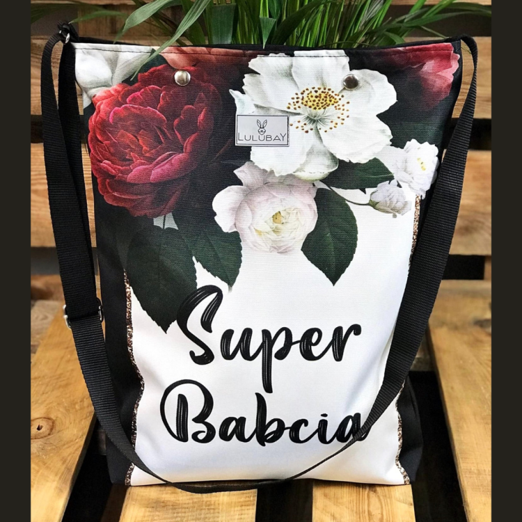Torba dla Babci, Super Babcia, kwiaty