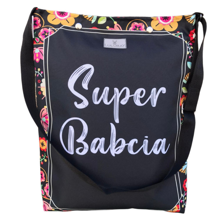 Torba dla Babci, Super Babcia, kwiaty, folklor