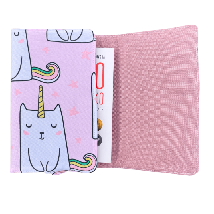 Etui na książkę, ochraniacz na książeczkę zdrowia, otulacz na książkę w jednorożce, okładka na książkę