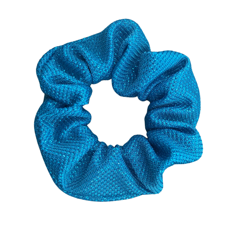 Niebieski błyszcząca gumka do włosów scrunchie